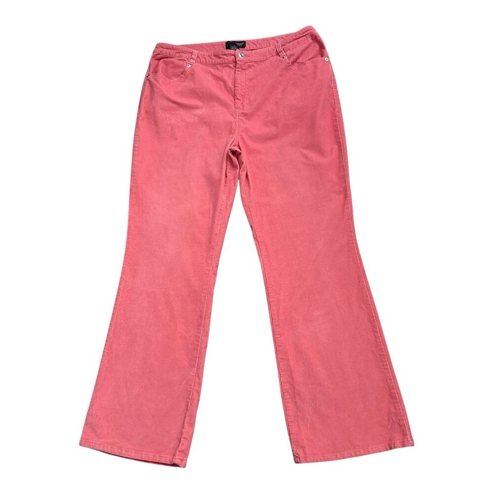 Metrostyle Corduroy Pants Womens 16 Coral Pink Stretch Bootcut 29.5" Inseam